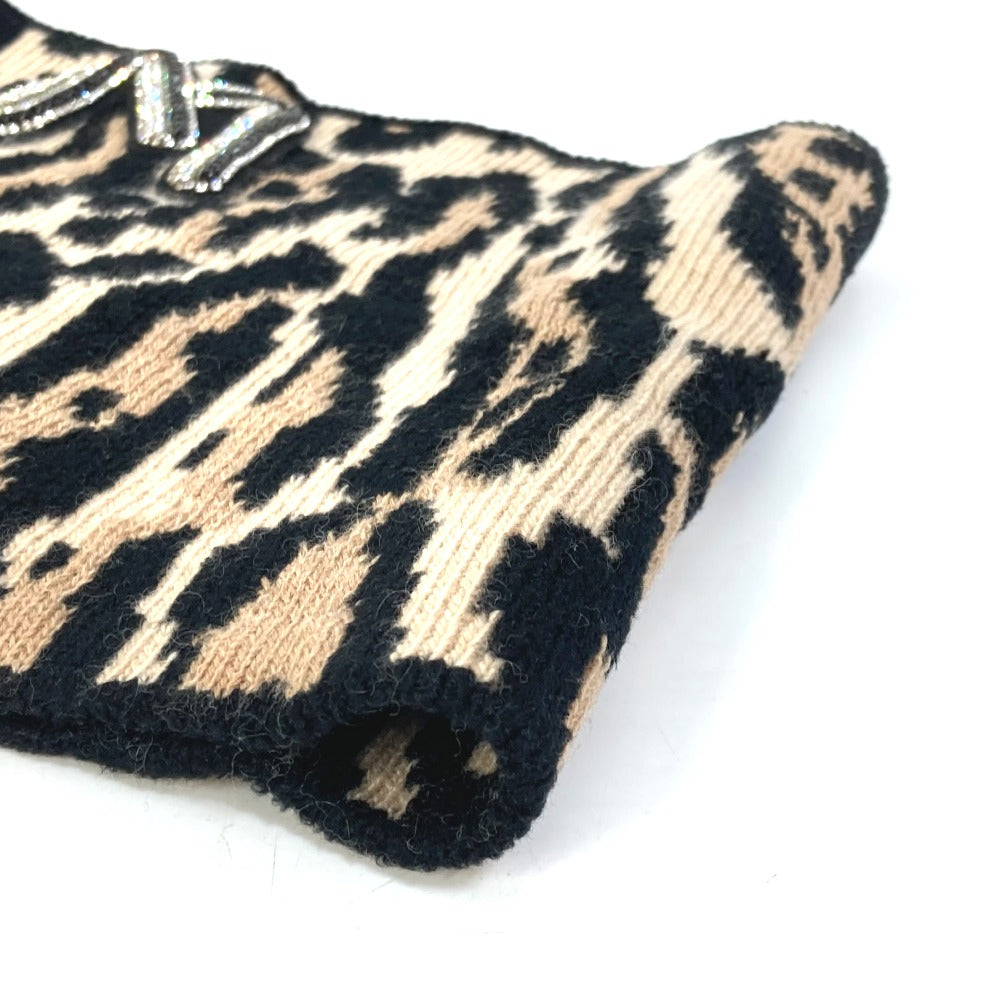 LOUIS VUITTON M74049 Leopard Print Snood with LV Leogram Sequins, Wool Scarf, Women's, Brown