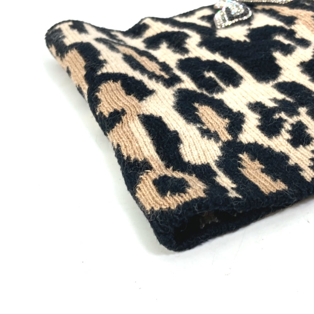 LOUIS VUITTON M74049 Leopard Print Snood with LV Leogram Sequins, Wool Scarf, Women's, Brown