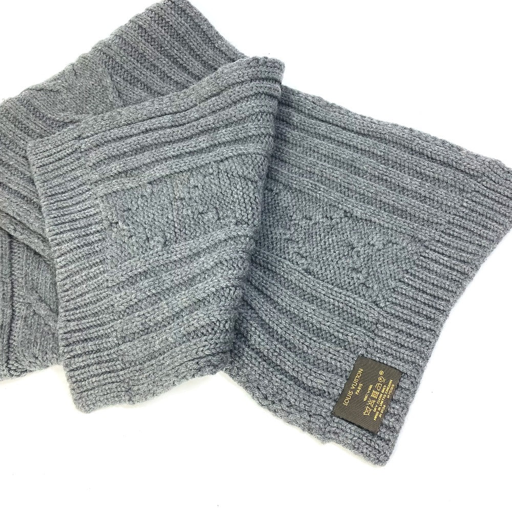 LOUIS VUITTON M75369 Echarpe Climber V Wool Scarf, Women's, Gray