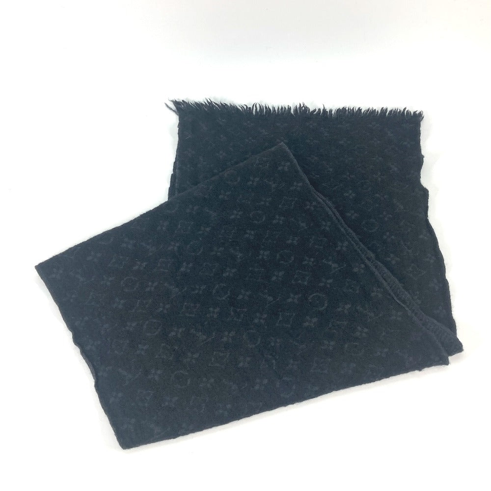 LOUIS VUITTON M70520 モノグラム エシャルプクラシック フリンジ マフラー ウール メンズ ノワール ブラック