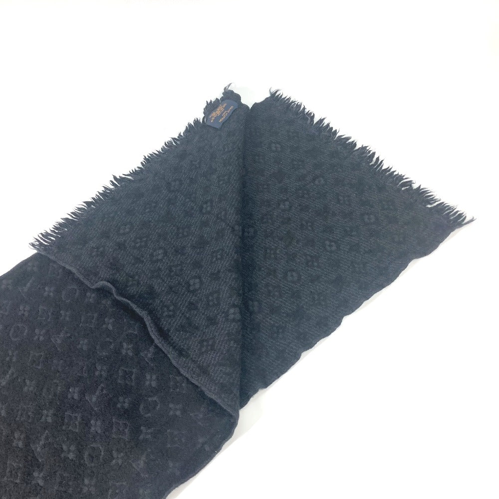 LOUIS VUITTON M70520 モノグラム エシャルプクラシック フリンジ マフラー ウール メンズ ノワール ブラック