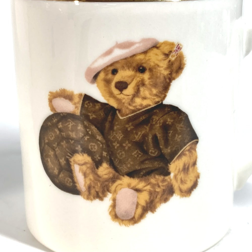 LOUIS VUITTON テディベア モチーフ クマ シュタイフ Steiff モノグラム ペア 2客 セット 食器 コップ マグカップ 陶器 レディース ホワイト