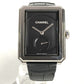 CHANEL H5319 Boyfriend Logo Watch with Leather Strap, Unisex, Black