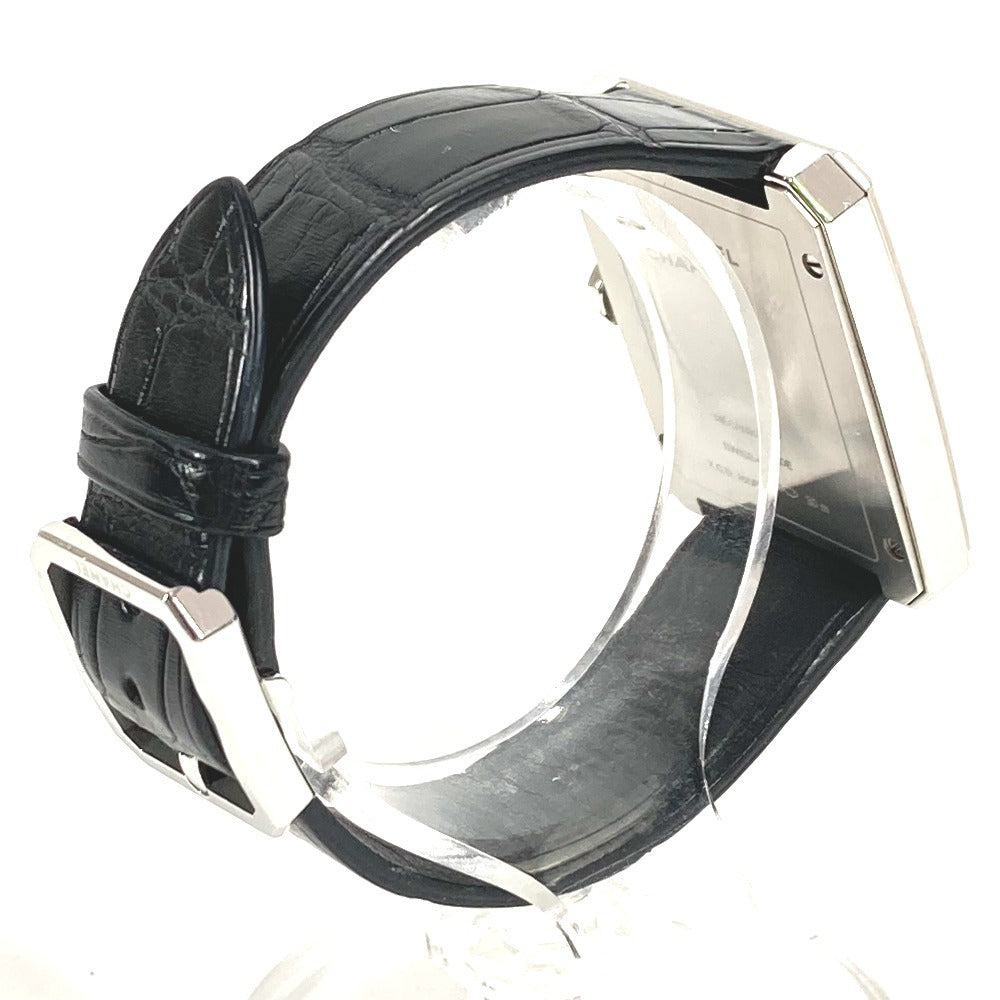 CHANEL H5319 Boyfriend Logo Watch with Leather Strap, Unisex, Black