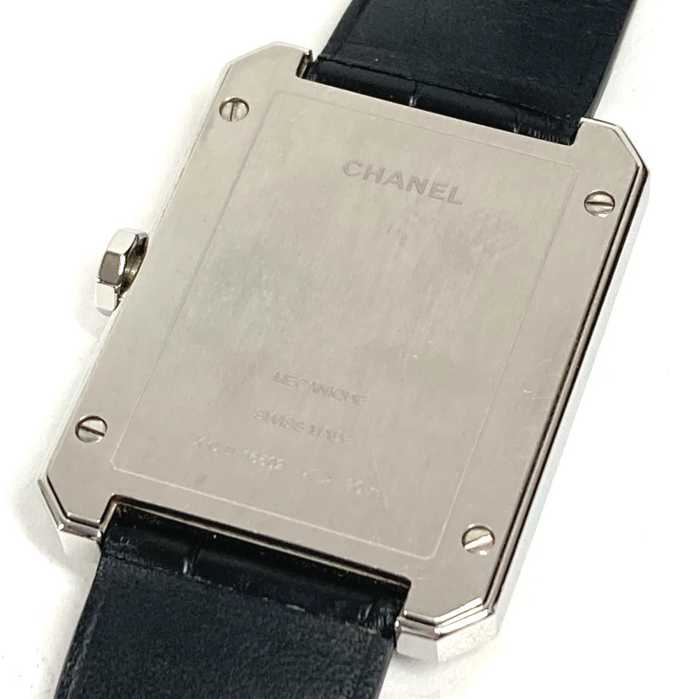 CHANEL H5319 Boyfriend Logo Watch with Leather Strap, Unisex, Black