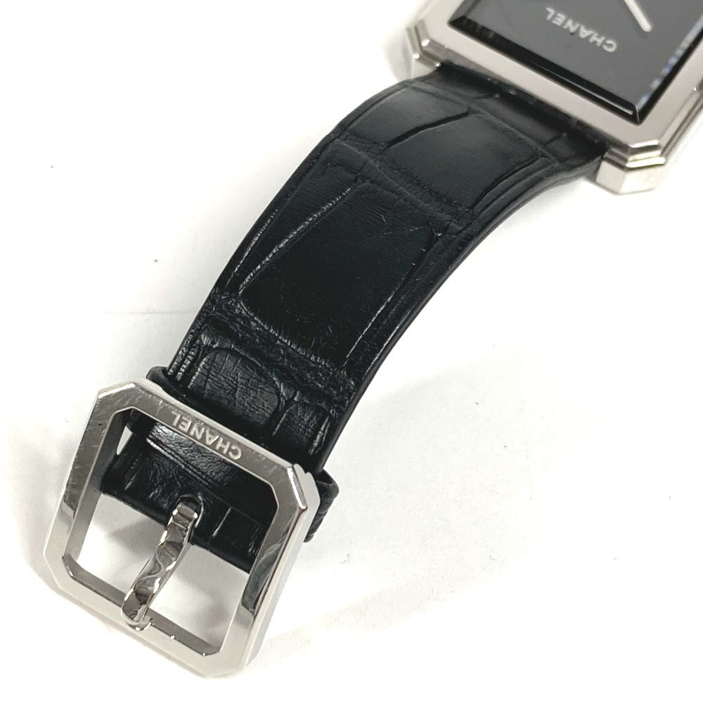CHANEL H5319 Boyfriend Logo Watch with Leather Strap, Unisex, Black