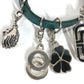BVLGARI ブルガリブルガリ ロゴ 5 アイコン チャーム バングル アクセサリー ブレスレット レザー メンズ グリーン