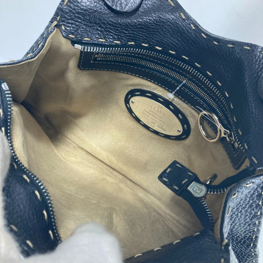 FENDI 8BR264 セレリア カバン ハンドバッグ レザー レディース ブラック