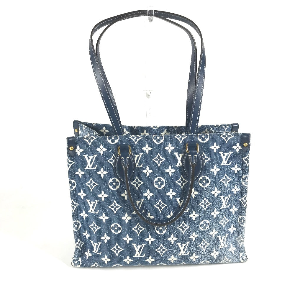 LOUIS VUITTON M59608 モノグラムデニム ジャガード オンザゴー MM 2WAYバッグ カバン トートバッグ ショルダーバッグ モノグラムデニムキャンバス レディース マリーヌ ブルー