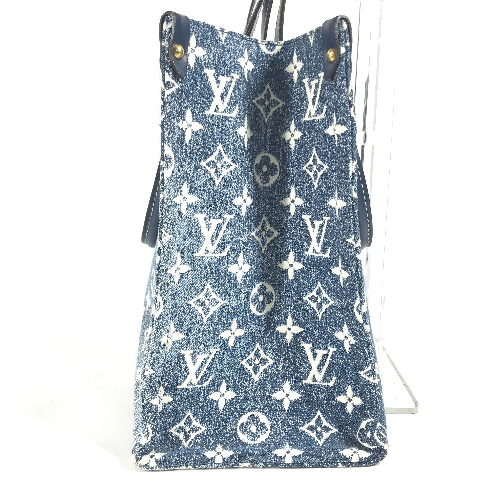 LOUIS VUITTON M59608 モノグラムデニム ジャガード オンザゴー MM 2WAYバッグ カバン トートバッグ ショルダーバッグ モノグラムデニムキャンバス レディース マリーヌ ブルー