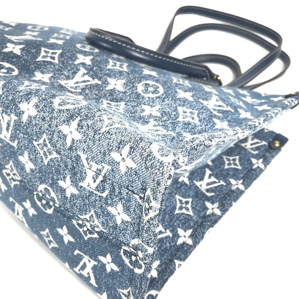 LOUIS VUITTON M59608 モノグラムデニム ジャガード オンザゴー MM 2WAYバッグ カバン トートバッグ ショルダーバッグ モノグラムデニムキャンバス レディース マリーヌ ブルー