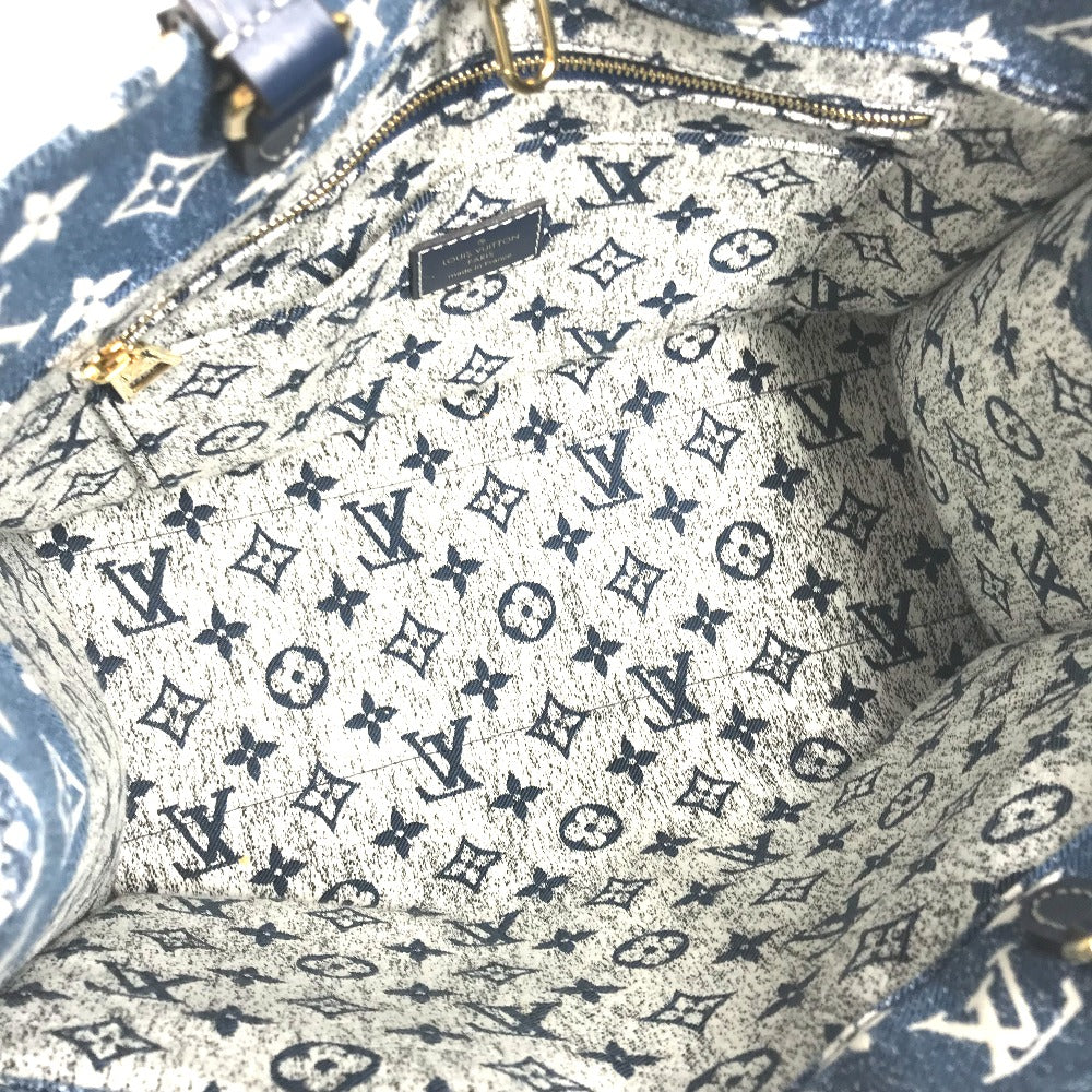 LOUIS VUITTON M59608 モノグラムデニム ジャガード オンザゴー MM 2WAYバッグ カバン トートバッグ ショルダーバッグ モノグラムデニムキャンバス レディース マリーヌ ブルー