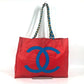 CHANEL バイカラー ビッグココ CC ココマーク チェーンバッグ トートバッグ カバン ショルダーバッグ ナイロン レディース レッド - brandshop-reference