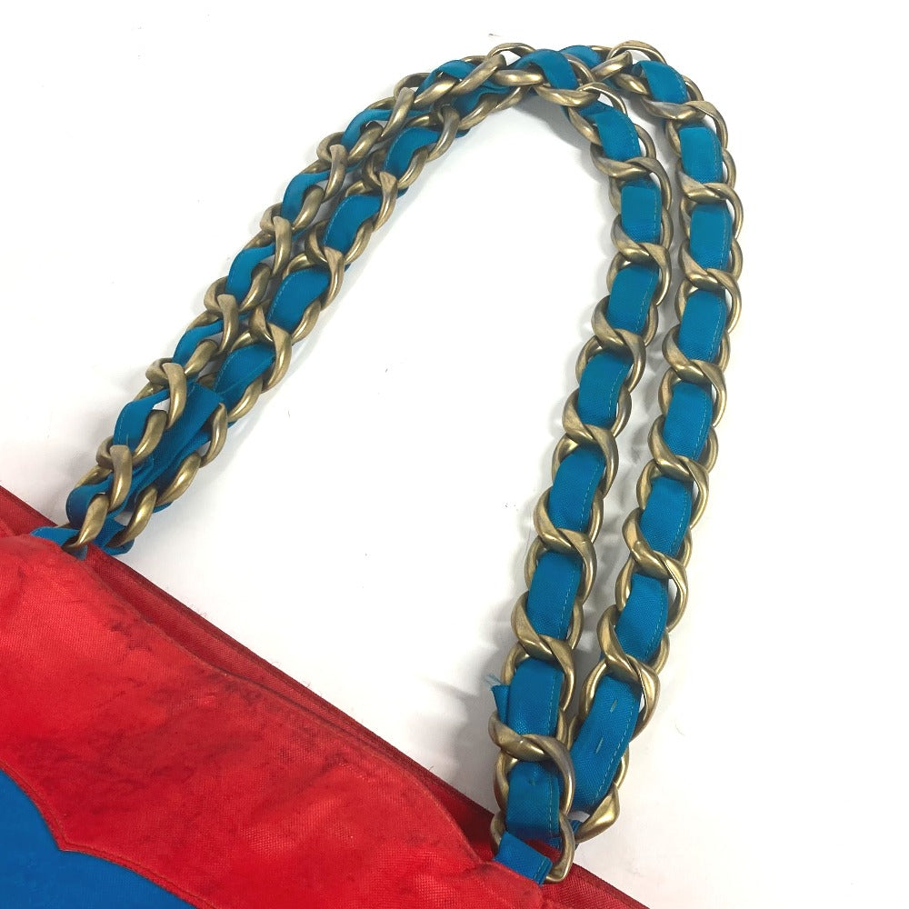 CHANEL バイカラー ビッグココ CC ココマーク チェーンバッグ トートバッグ カバン ショルダーバッグ ナイロン レディース レッド - brandshop-reference