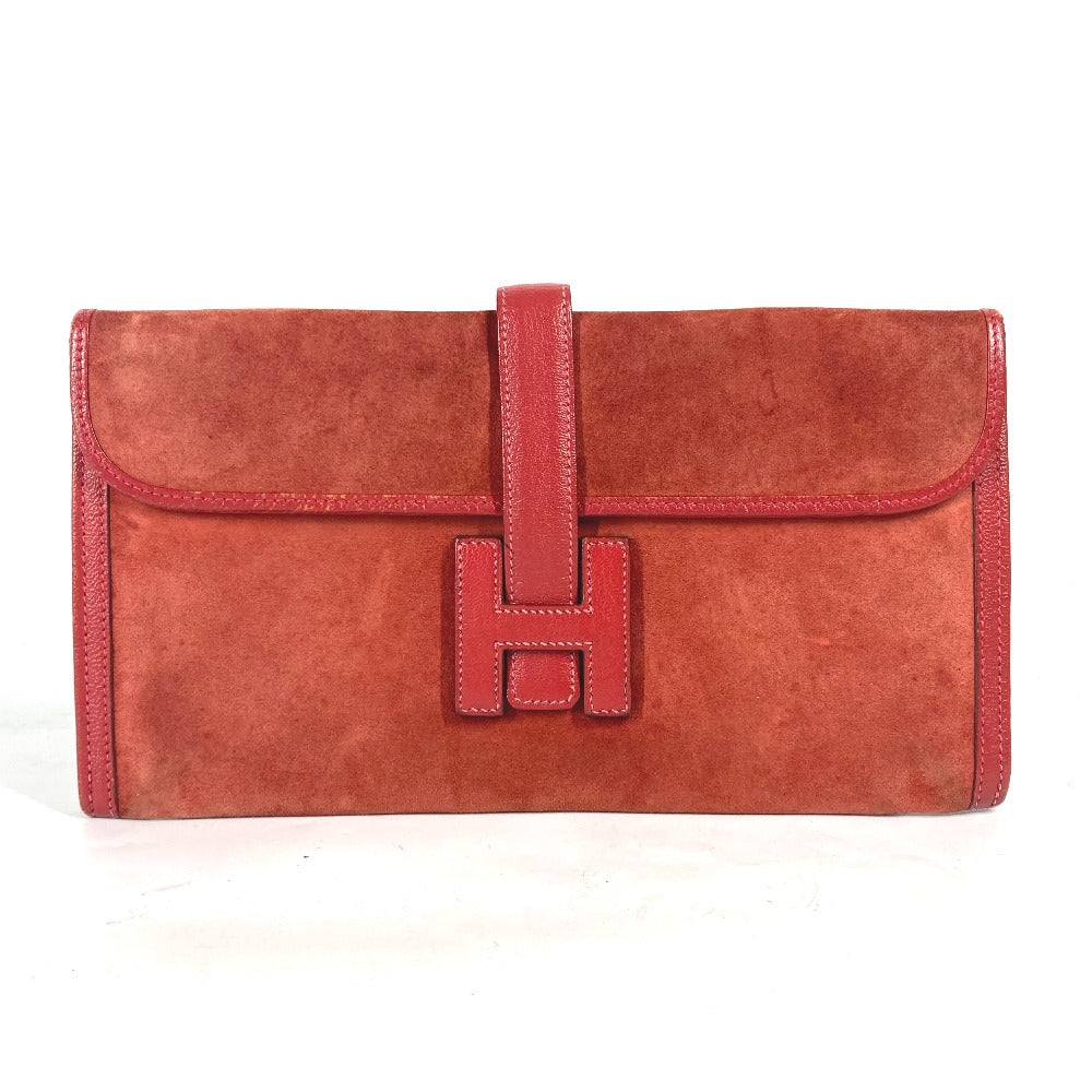 HERMES カバン Hロゴ ジジェ エラン セカンドバッグ カバン クラッチバッグ レザー レディース レッド
