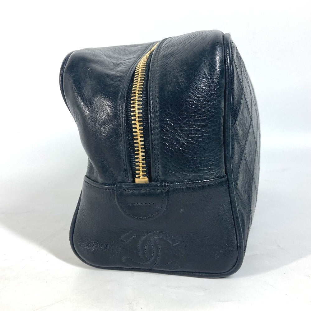 CHANEL ヴィンテージ ビコローレ セカンドバッグ カバン メイクポーチ 化粧ポーチ ポーチ レザー レディース ブラック
