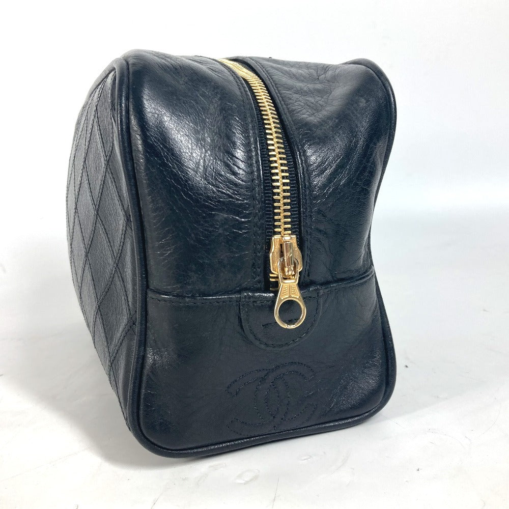 CHANEL ヴィンテージ ビコローレ セカンドバッグ カバン メイクポーチ 化粧ポーチ ポーチ レザー レディース ブラック