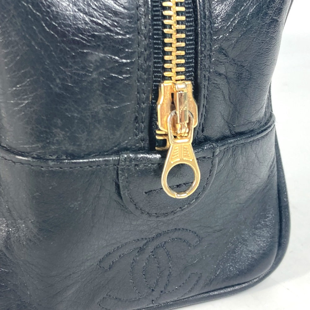 CHANEL ヴィンテージ ビコローレ セカンドバッグ カバン メイクポーチ 化粧ポーチ ポーチ レザー レディース ブラック