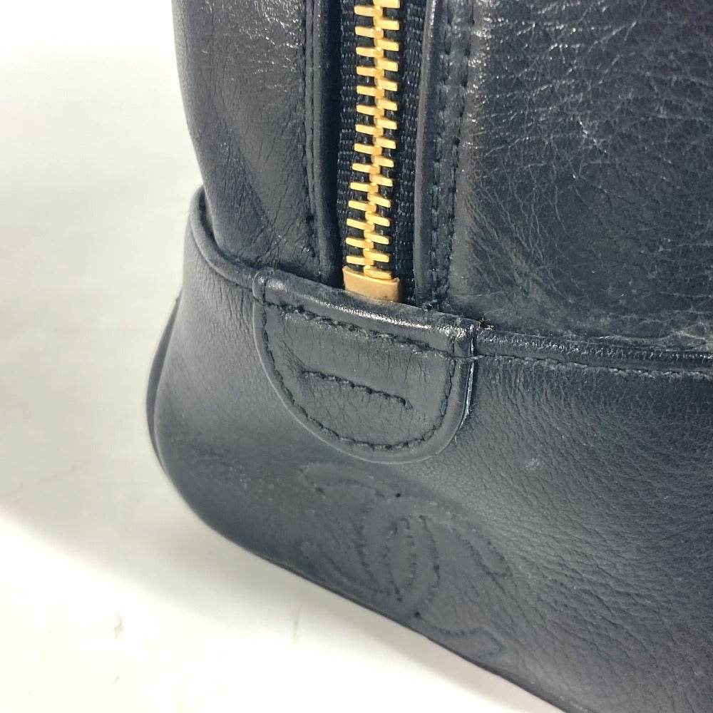 CHANEL ヴィンテージ ビコローレ セカンドバッグ カバン メイクポーチ 化粧ポーチ ポーチ レザー レディース ブラック