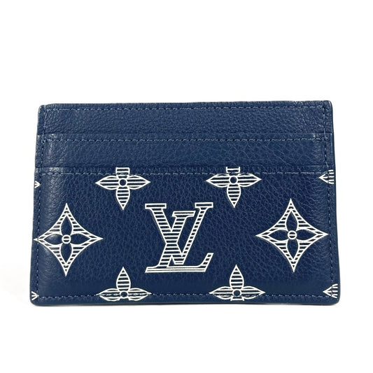 LOUIS VUITTON M83700 モノグラムシャドウ ポルト カルト・ダブル 名刺入れ パスケース カードケース モノグラムシャドウレザー ユニセックス ブルーマリーヌ ネイビー