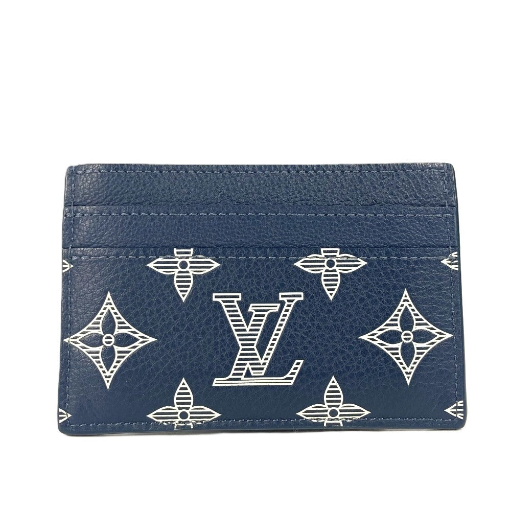 LOUIS VUITTON M83700 モノグラムシャドウ ポルト カルト・ダブル 名刺入れ パスケース カードケース モノグラムシャドウレザー ユニセックス ブルーマリーヌ ネイビー