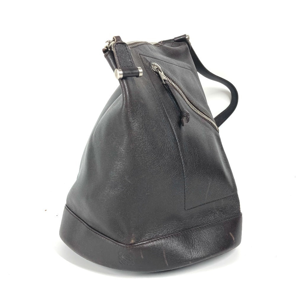 LOEWE アナグラム ロゴ アントン カバン バックパック ショルダーバッグ リュックサック レザー ユニセックス ブラウン