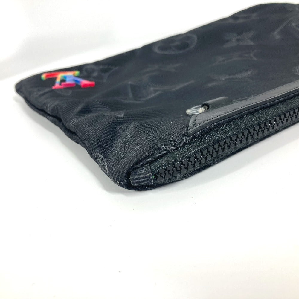 LOUIS VUITTON M80142 モノグラム ポシェット A4 リバーシブル カバン ポーチ ストラップ付 クラッチバッグ ナイロン ユニセックス ブラック