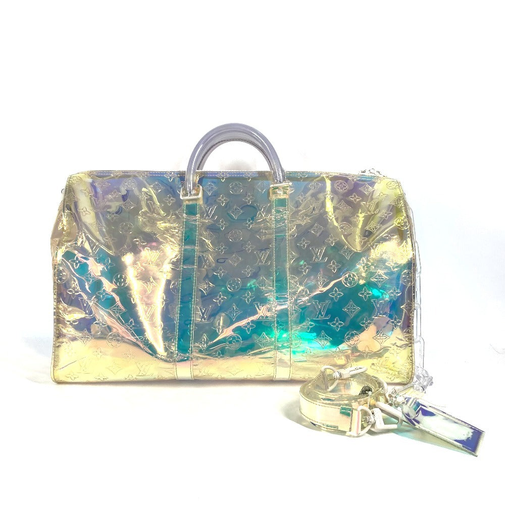 LOUIS VUITTON M53271 Monogram Prism Keepall Bandouliere 50 Travel Bag Shoulder Bag Boston Bag Leather Unisex Aurora Clear