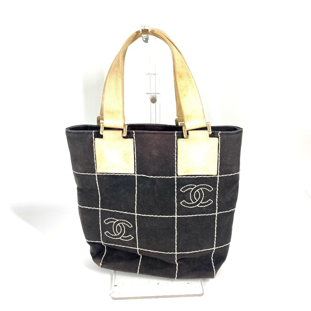 CHANEL チョコバー CC ココマーク カバン トートバッグ ハンドバッグ キャンバス レディース ブラック
