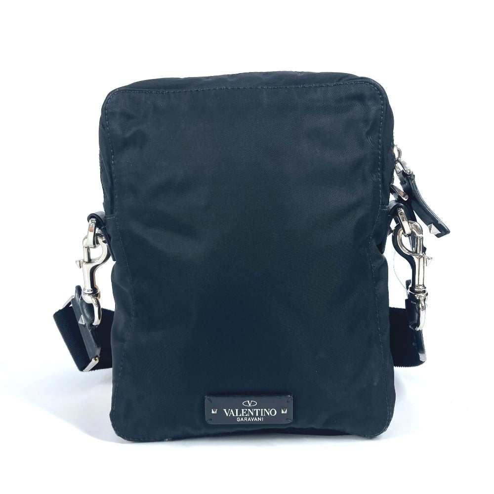VALENTINO ロゴ スタッズ カバン 斜め掛け ポシェット ショルダーバッグ ナイロン ユニセックス ブラック