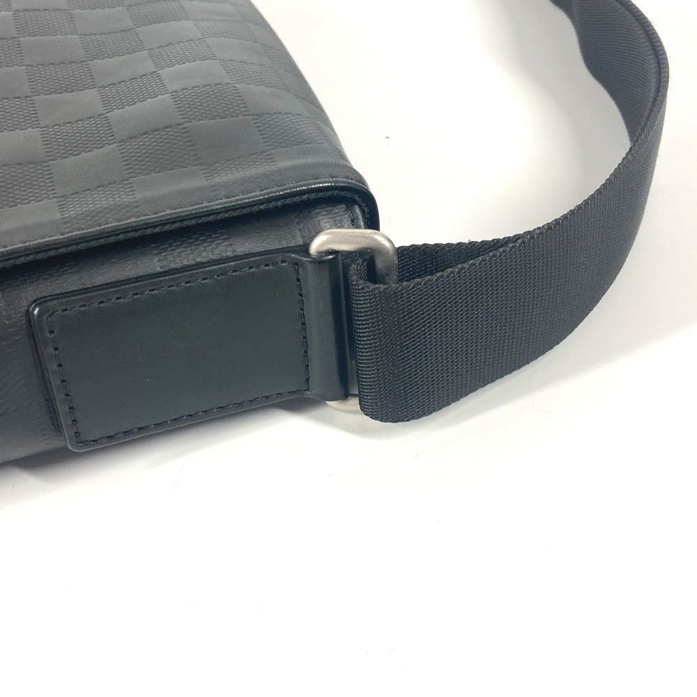 LOUIS VUITTON N41033 Damier Infini District PM Flap Shoulder Bag in Damier Infini Leather, Unisex, Black