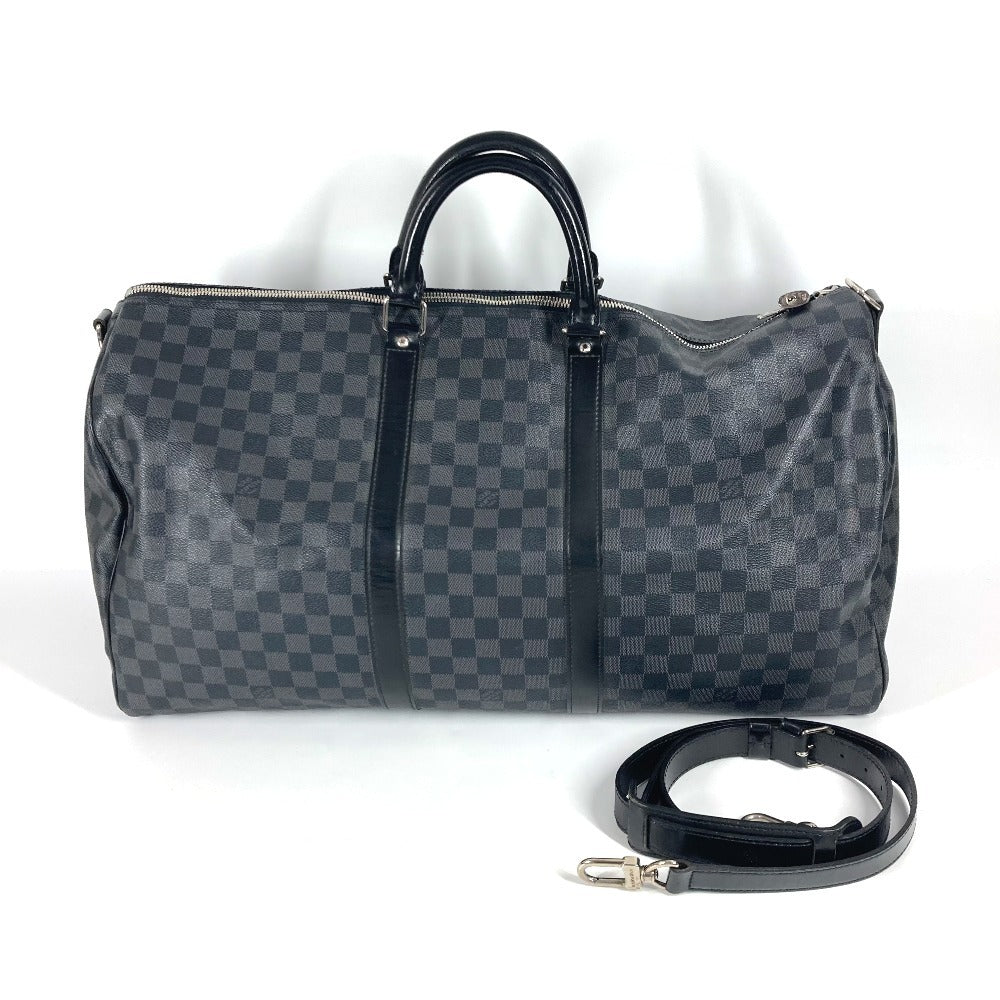 LOUIS VUITTON N41413 Damier Graphite Keepall Bandouliere 55 2-Way Bag, Travel Bag, Boston Bag, Damier Graphite Canvas, Unisex, Black