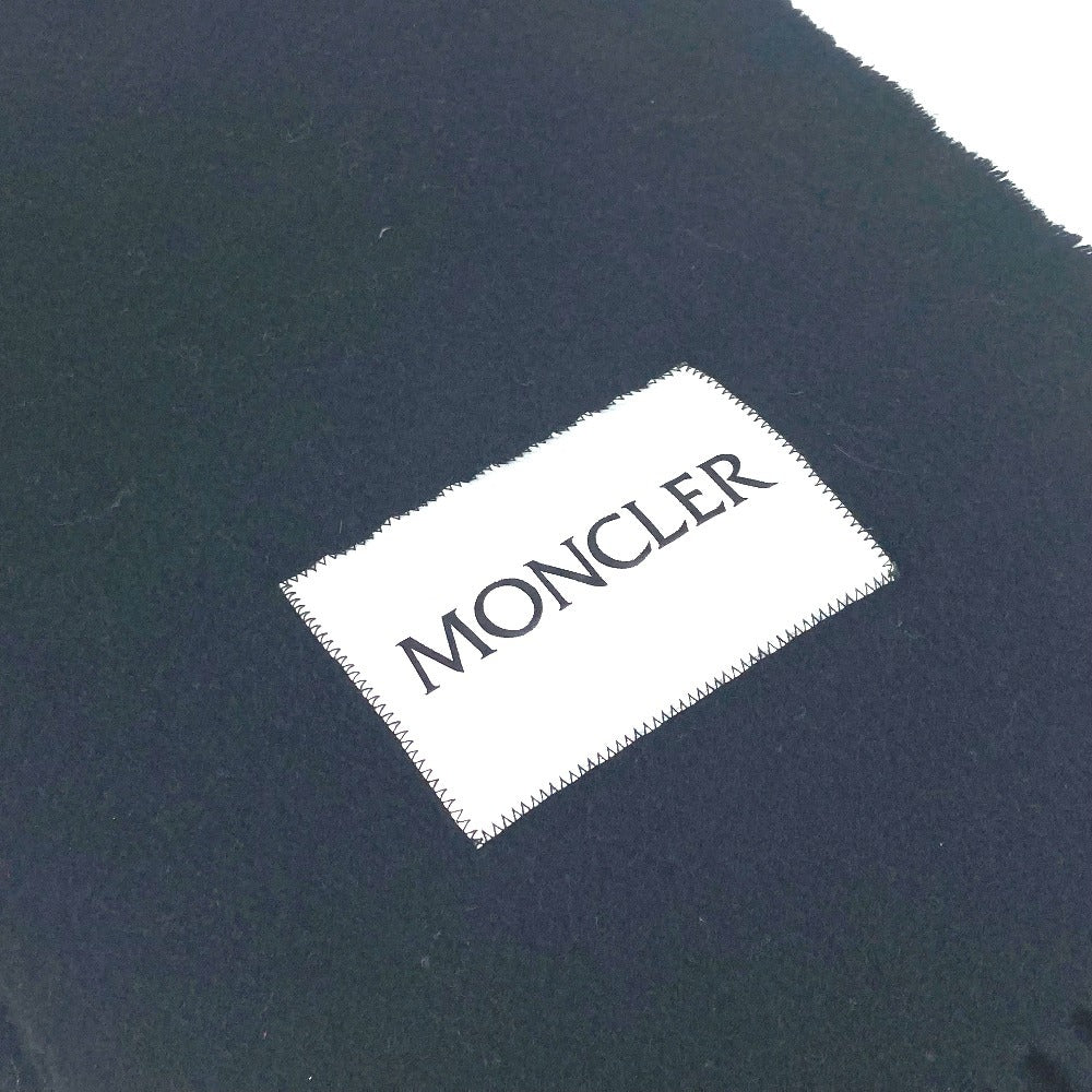 MONCLER Logo Fringe Scarf Wool Unisex Black