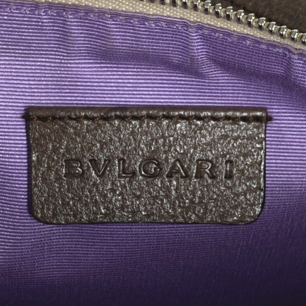 BVLGARI Logomania Logo Shoulder Bag in Leather/Canvas, Unisex, Beige