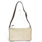 BVLGARI Logomania Logo Shoulder Bag in Leather/Canvas, Unisex, Beige