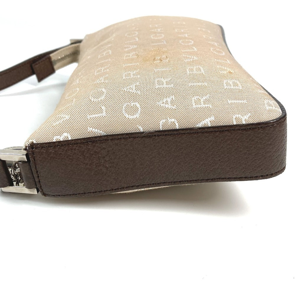 BVLGARI Logomania Logo Shoulder Bag in Leather/Canvas, Unisex, Beige