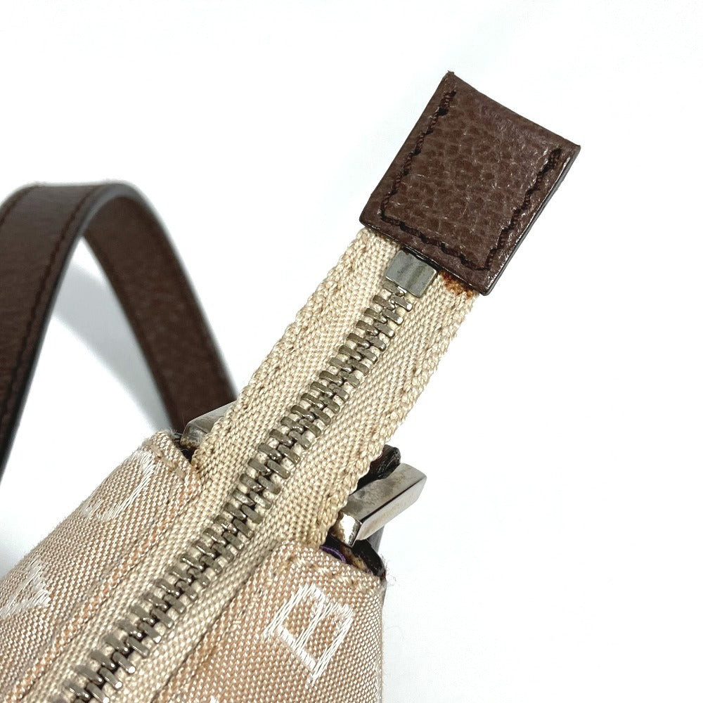 BVLGARI Logomania Logo Shoulder Bag in Leather/Canvas, Unisex, Beige