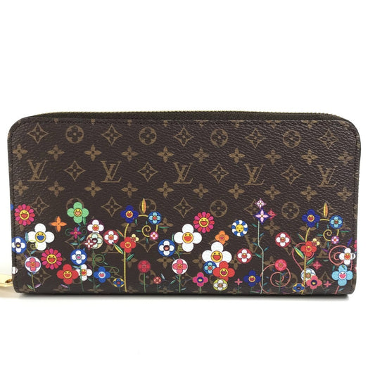 LOUIS VUITTON Ｍ14162 日本限定 LV × TM ジッピー・ウォレット モノグラム 村上隆 ラウンドファスナー 長財布 モノグラムキャンバス ユニセックス ブラウン