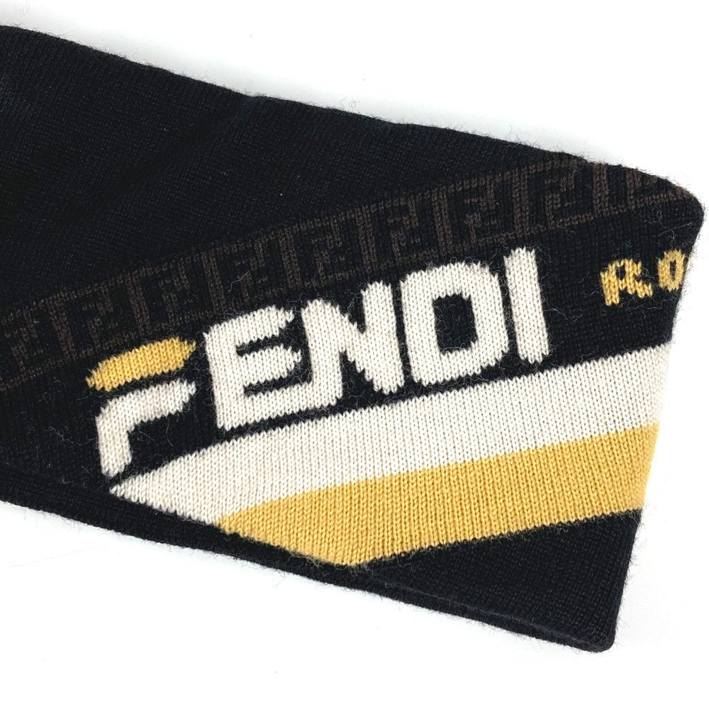 FENDI FXS385 Logo Accessory Headband Hairband Wool Unisex Black