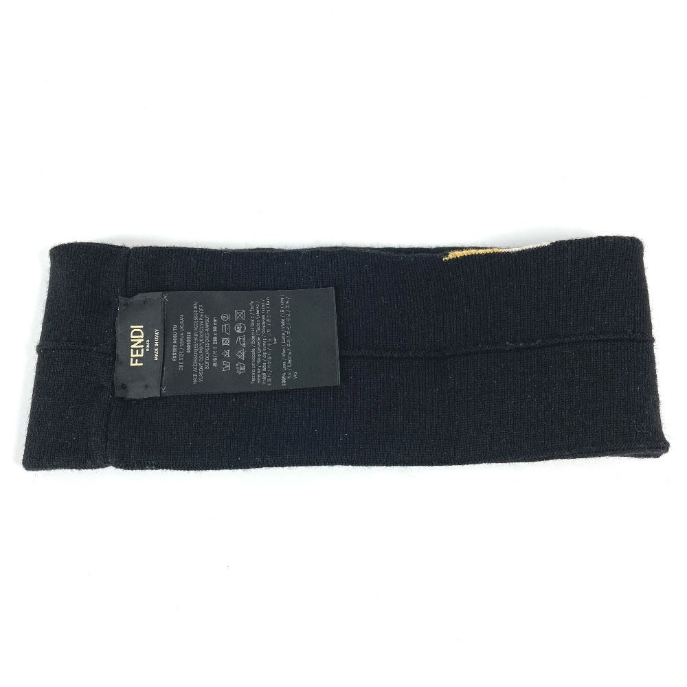 FENDI FXS385 Logo Accessory Headband Hairband Wool Unisex Black