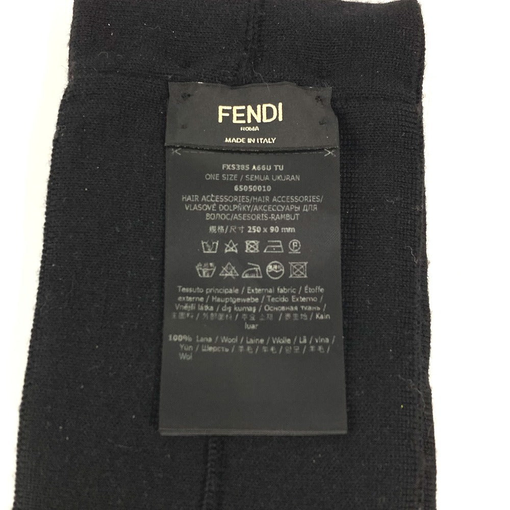 FENDI FXS385 Logo Accessory Headband Hairband Wool Unisex Black