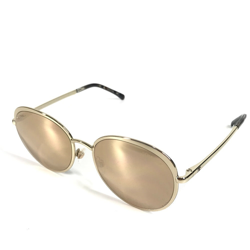 CHANEL 4206 Mirror Lens CC Logo Coco Mark Eyeglasses Eyewear Sunglasses Metal Women's Gold