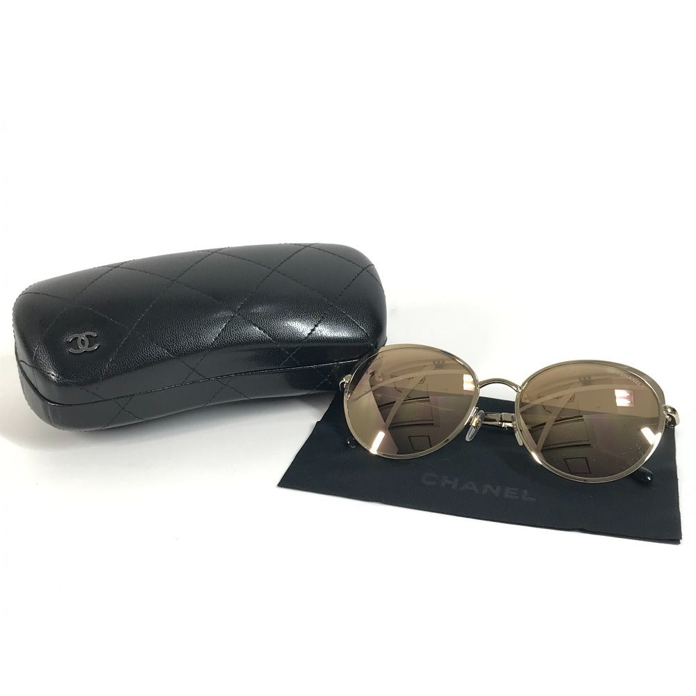 CHANEL 4206 Mirror Lens CC Logo Coco Mark Eyeglasses Eyewear Sunglasses Metal Women's Gold