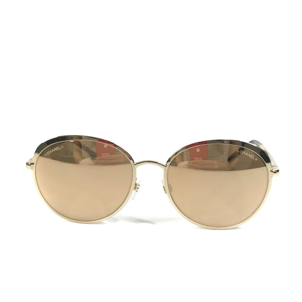 CHANEL 4206 Mirror Lens CC Logo Coco Mark Eyeglasses Eyewear Sunglasses Metal Women's Gold