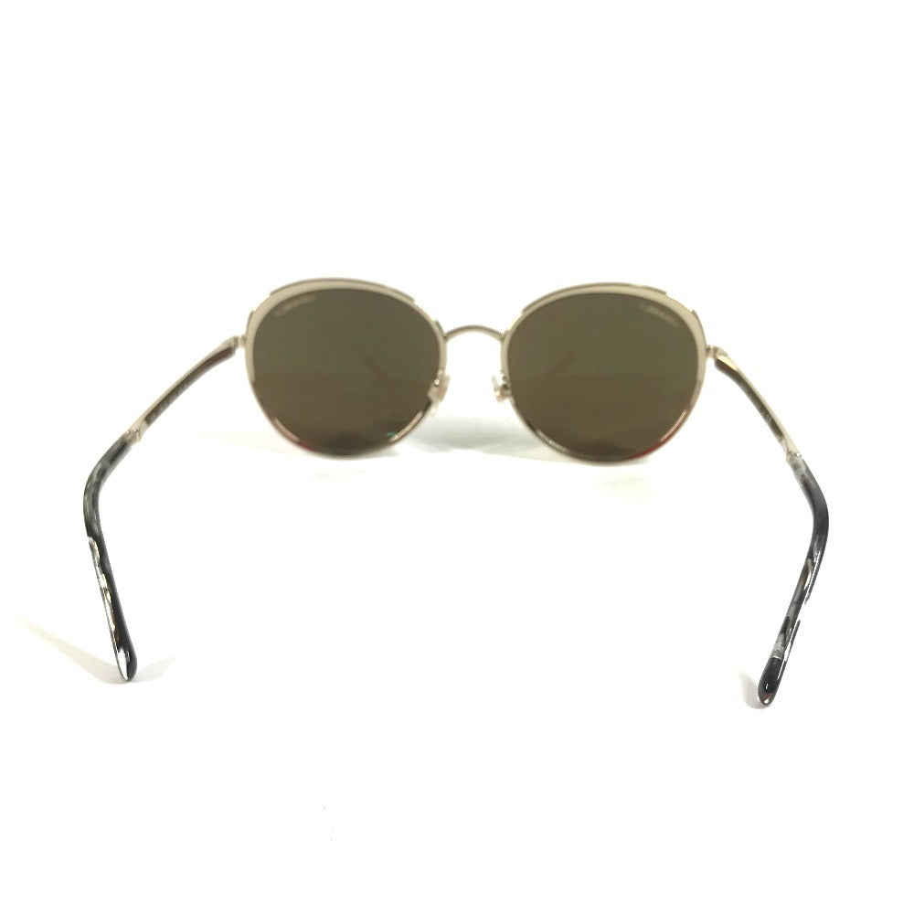 CHANEL 4206 Mirror Lens CC Logo Coco Mark Eyeglasses Eyewear Sunglasses Metal Women's Gold