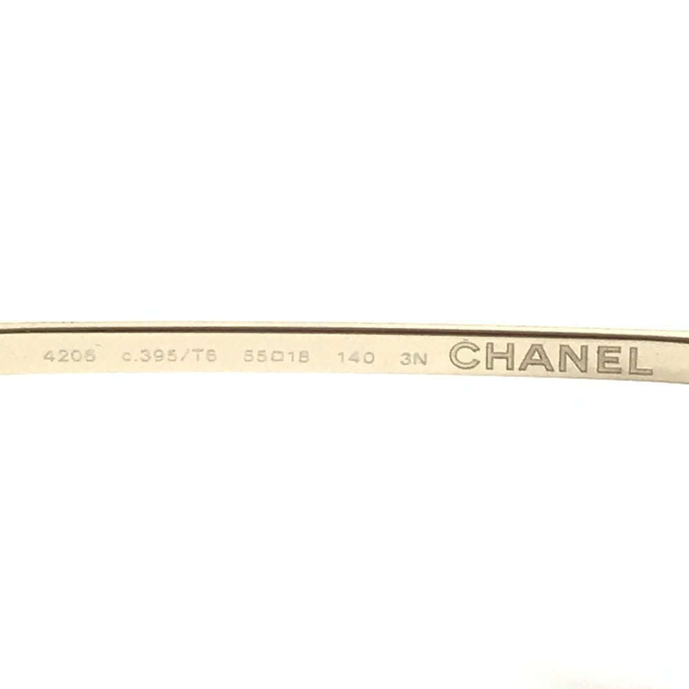 CHANEL 4206 Mirror Lens CC Logo Coco Mark Eyeglasses Eyewear Sunglasses Metal Women's Gold
