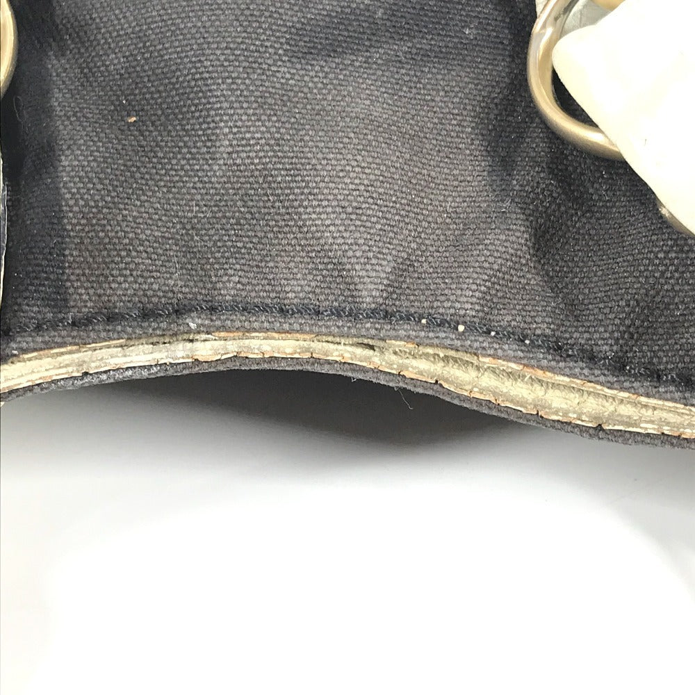 CHANEL CC ココマーク バイカラー 肩掛け トートバッグ Wチェーンバッグ ショルダーバッグ レザー/キャンバス レディース ブラック