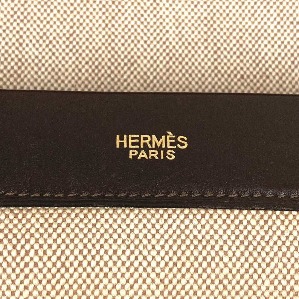 HERMES エクイ ポーチ フラップ カバン セカンドバッグ クラッチバッグ レザー/キャンバス ユニセックス ベージュ