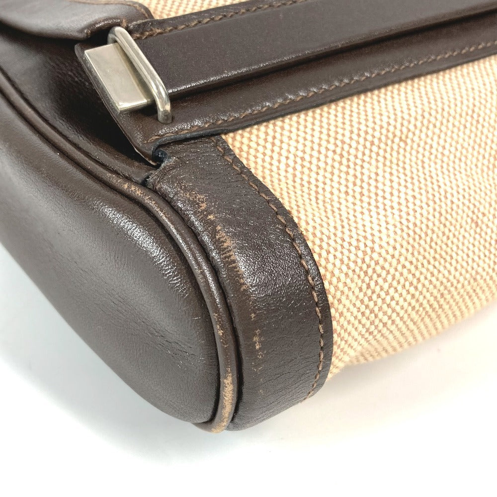 HERMES エクイ ポーチ フラップ カバン セカンドバッグ クラッチバッグ レザー/キャンバス ユニセックス ベージュ