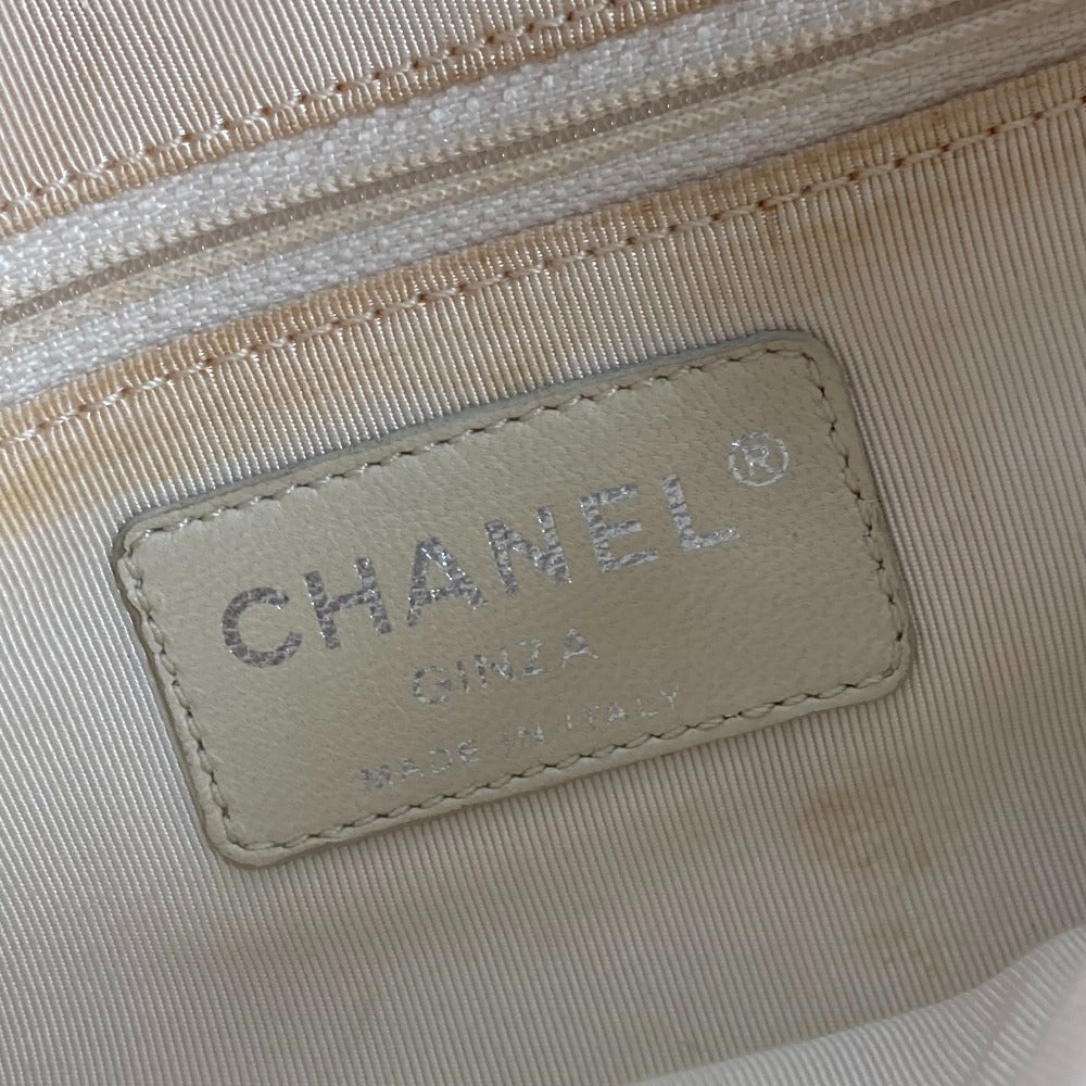 CHANEL エフェメール 日本限定 銀座限定 ロゴ CC ココマーク ロゴ Wチェーン カバン 縦型 ショルダーバッグ レザー/キャンバス レディース ホワイト